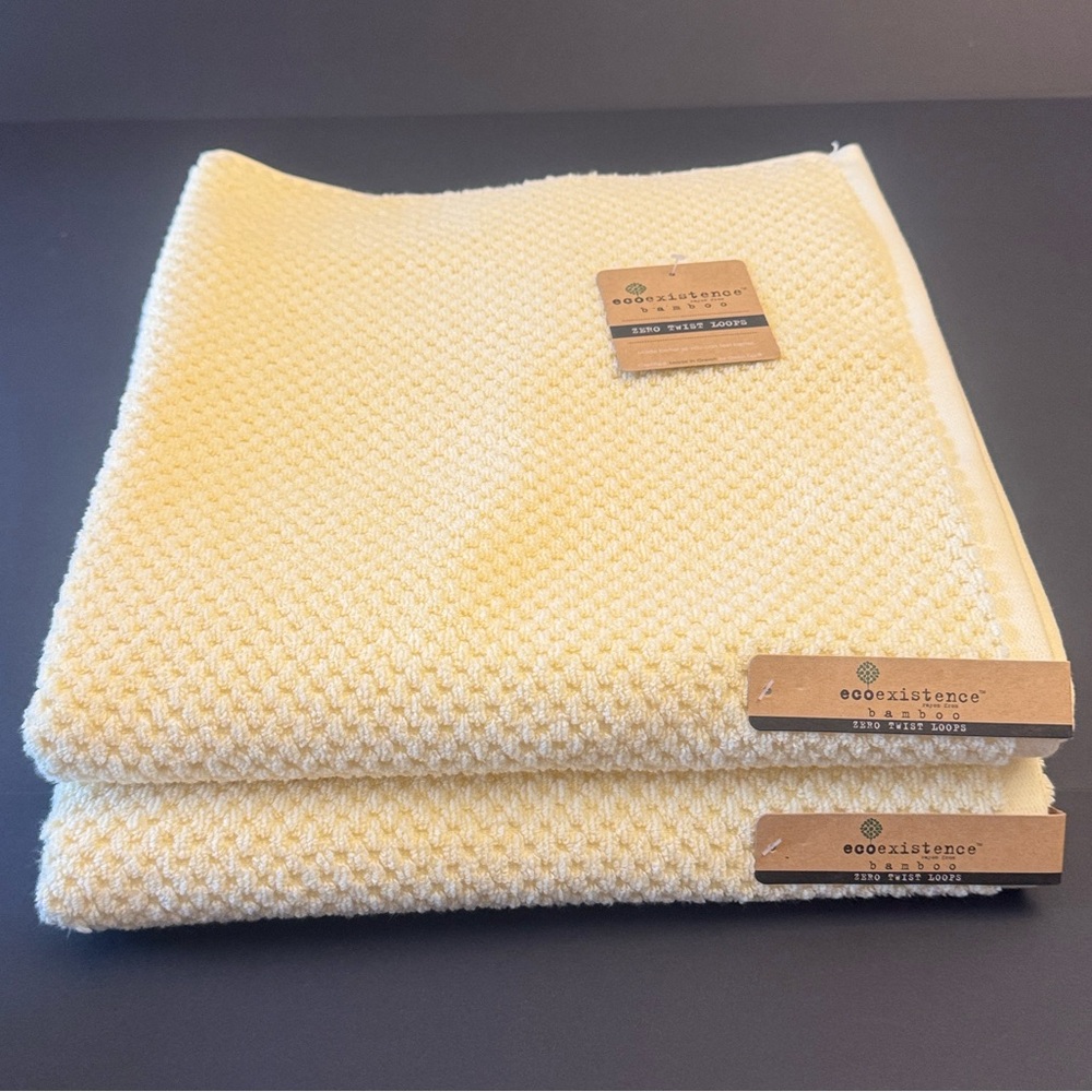 2pc ECOEXISTENCE Bamboo Yellow Zero Twist Loops Bath Towel Set - Daffodil